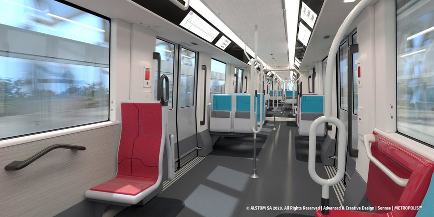 Le design intérieur des rames de la future ligne 18 du nouveau métro francilien révélé par Île-de-France Mobilités, la Société du Grand Paris et Alstom